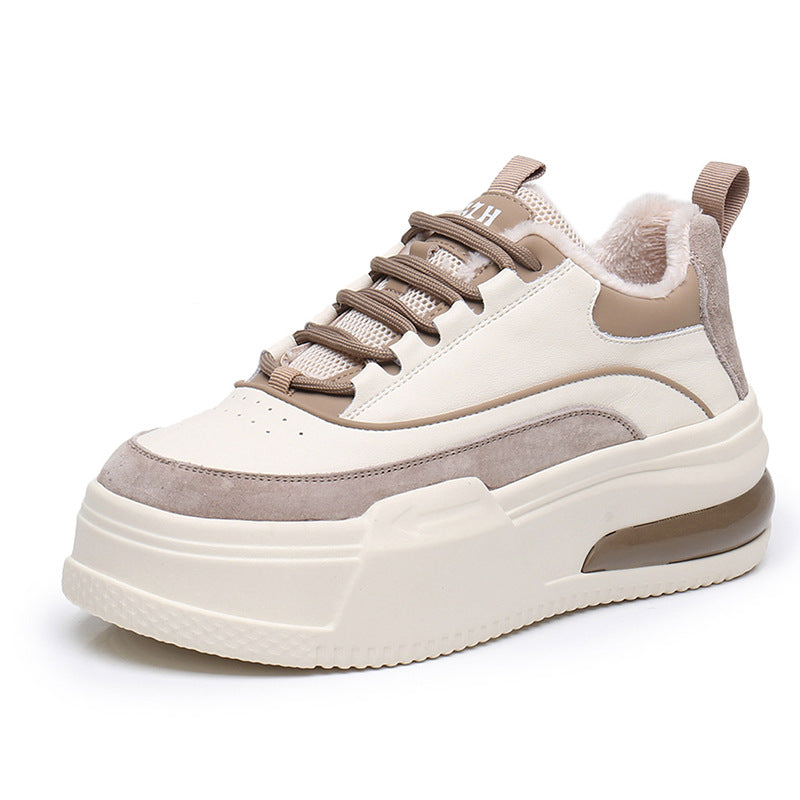 Women's White Winter Flat Round Toe Platform Casual Shoes