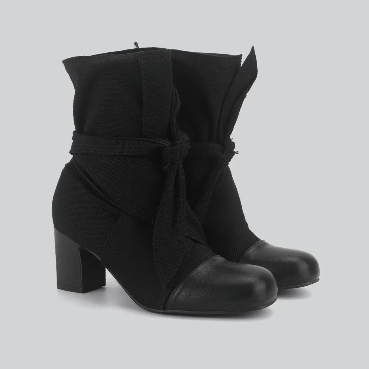 Women's Fashion Strap Stitching Round Toe Short Heels