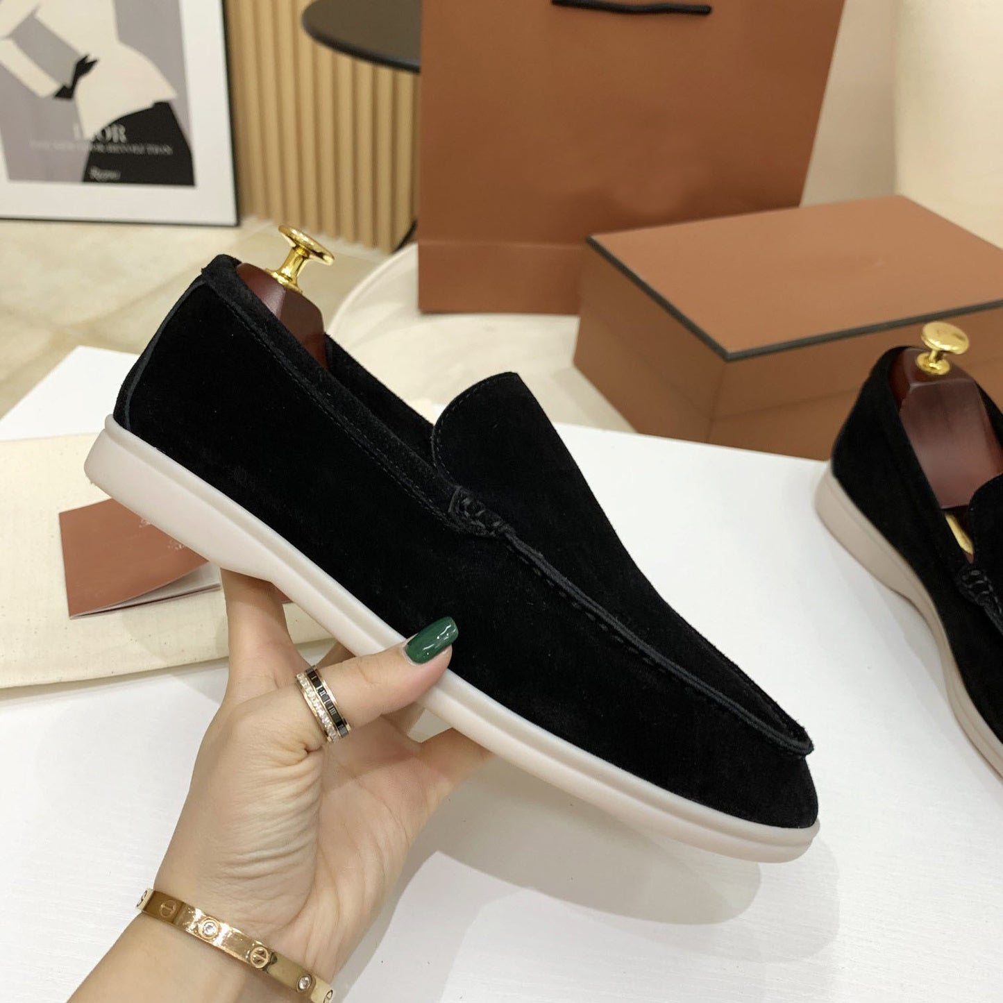Women's & Men's High Slip-on Sheepskin Flat Large Size Loafers