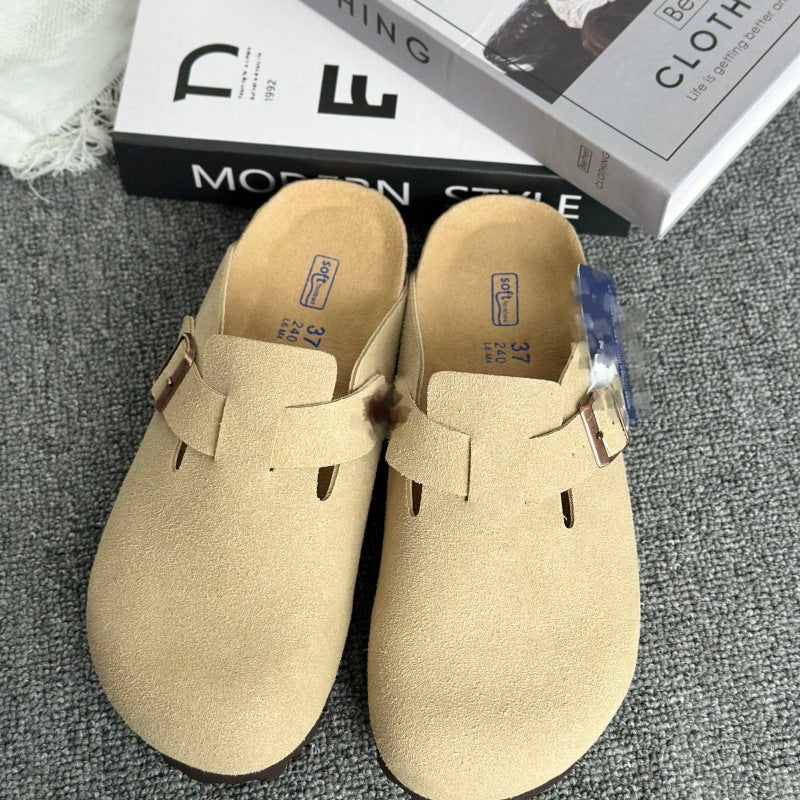Women's Ma Liao Half Toe Box Soft Bottom Height Increasing Slip-on Men's Shoes