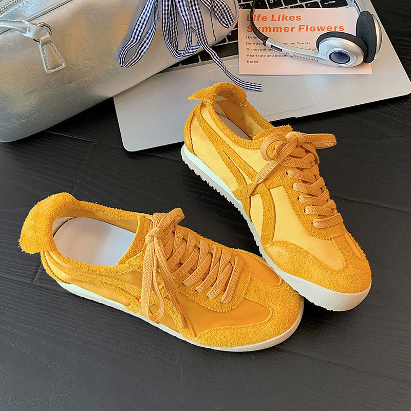 Women's Cowhide Ice Silk Mesh Breathable Retro German Training Sports Women's Casual Shoes