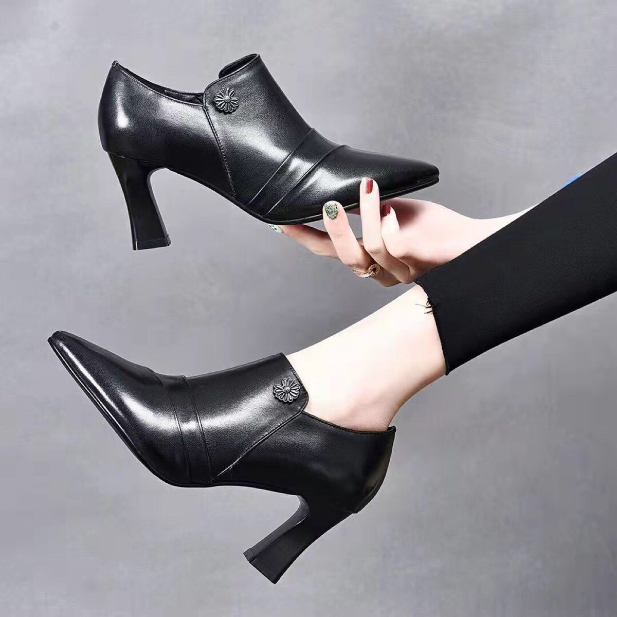 Women's Chunky High High-cut Genuine Autumn Versatile British Heels