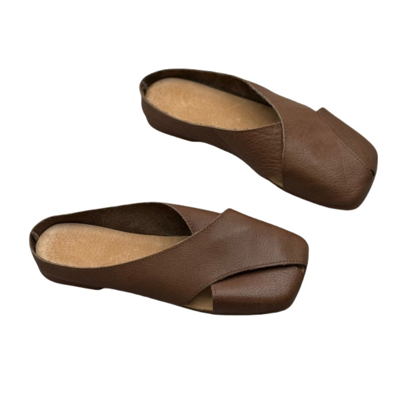 Women's Closed Toe Summer Round Bottom Cross Woven Outer Wear Sandals
