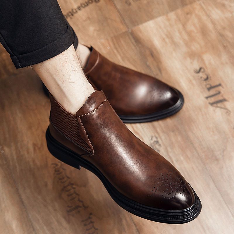Men's Martin British Fashion Korean Style Hair Stylist Chelsea Winter Veet Men's Business Leather Shoes