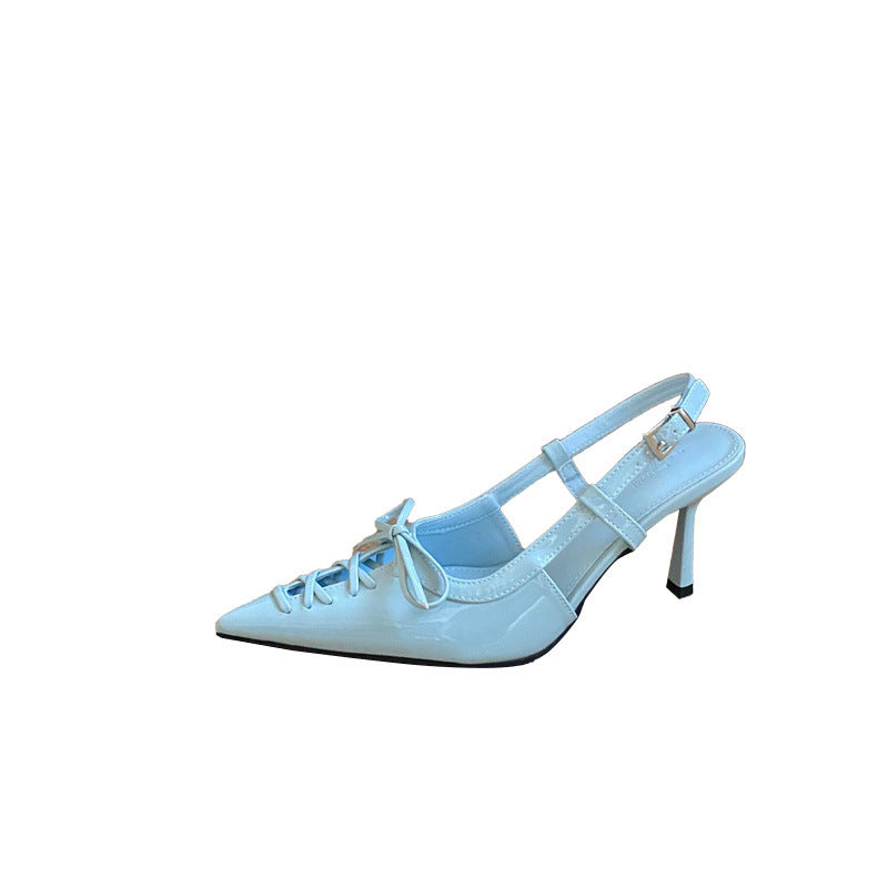 Women's Pointed Toe Stiletto Lace Up Outer Wear Summer Fairy Style High Heeled Sandals