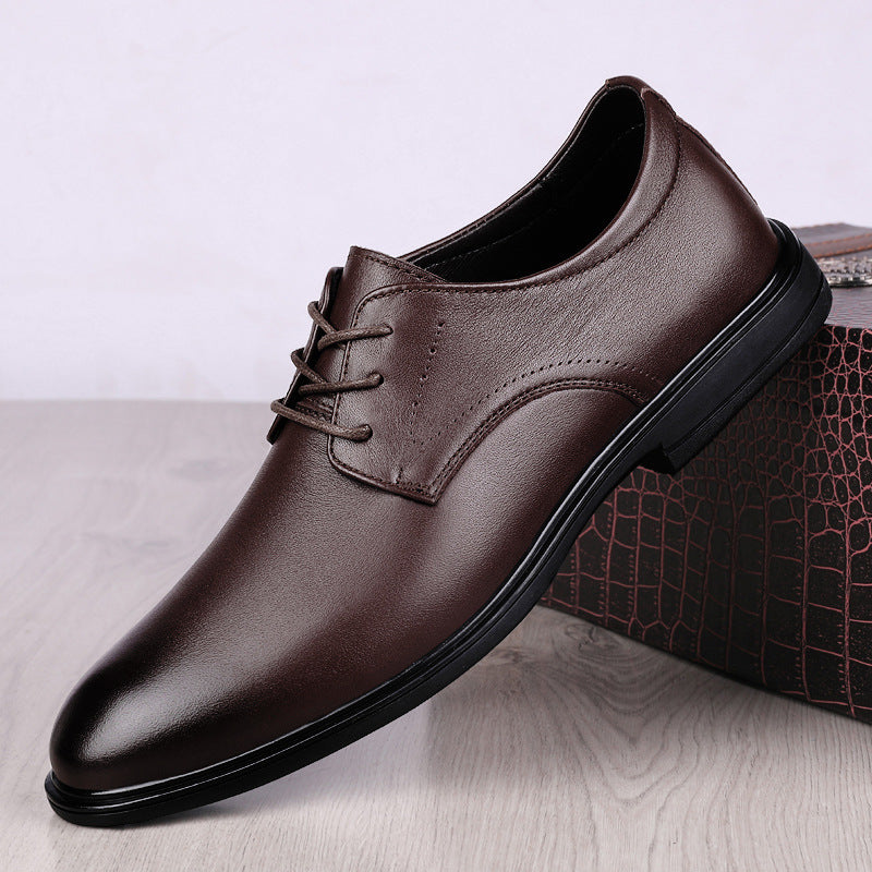 Men's First Layer Cowhide Formal Four Simple Leather Shoes