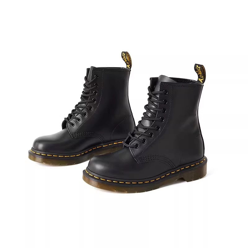 Black Classic Martin British Style Hard Unisex Short Glossy Boots