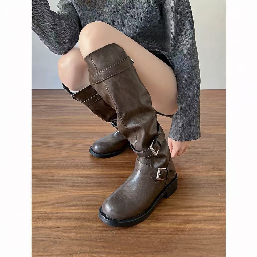 Design Large Tube Circumference Below The Knee Long Female Women's Leather Boots