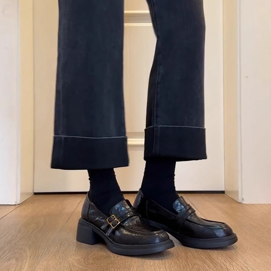 Women's Double-breasted With Slip-on Chunky Pumps Platform Heels