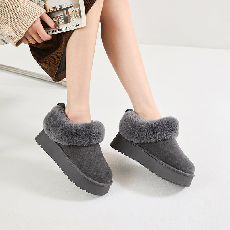 Insole Platform Female Winter Slip-on Fur Integrated Women's Snow Boots
