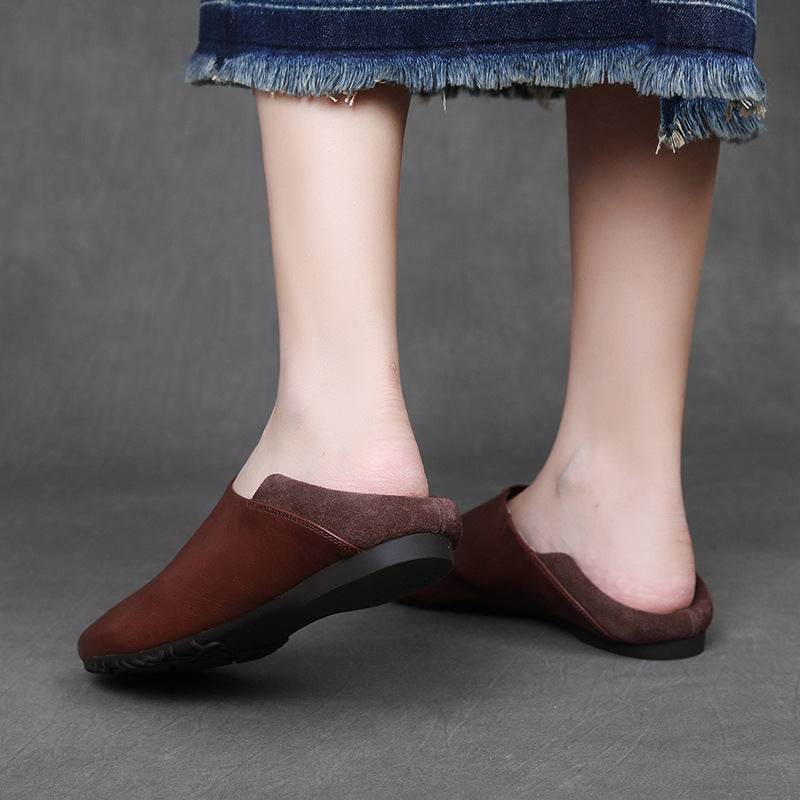 Women's First Layer Cowhide Slip-on Tendon Sole Autumn Mori Style Women's Casual Shoes