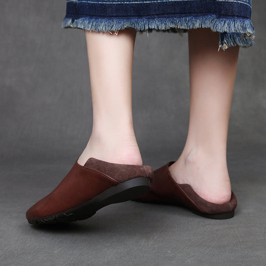 Women's First Layer Cowhide Slip-on Tendon Sole Autumn Mori Style Women's Casual Shoes