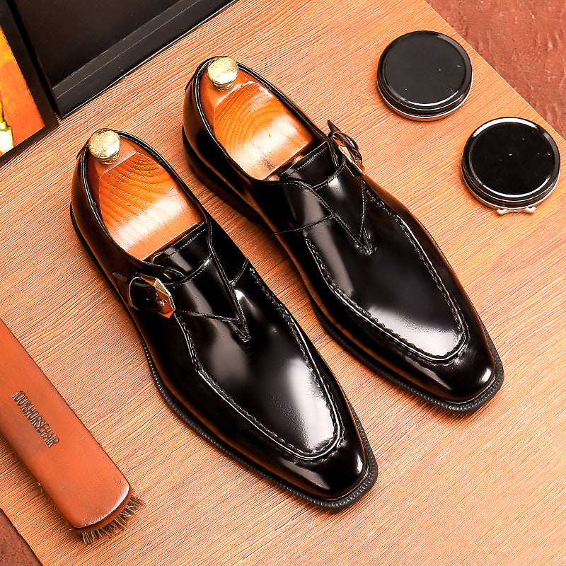 Men's Genuine Shiny Black Patent Business Formal Leather Shoes