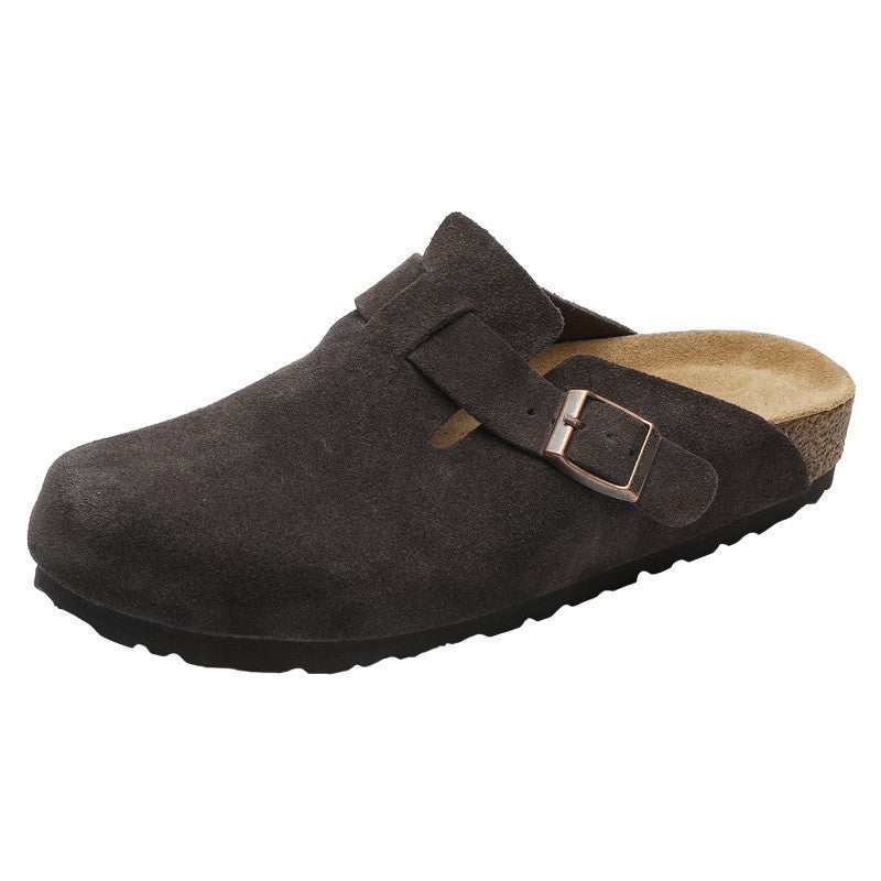 Comfortable Flat Cork Unisex Retro Half Lazy Thick-soles Slippers