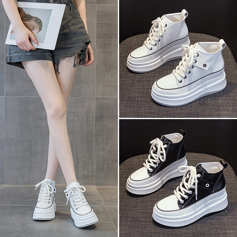Women's Platform Autumn Versatile Height Increasing White Women's Casual Shoes