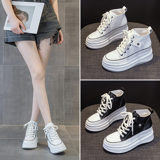Women's Platform Autumn Versatile Height Increasing White Women's Casual Shoes