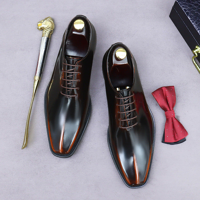Men's Big Promotion Straight Hair Glossy Business Formal Wear Leather Shoes
