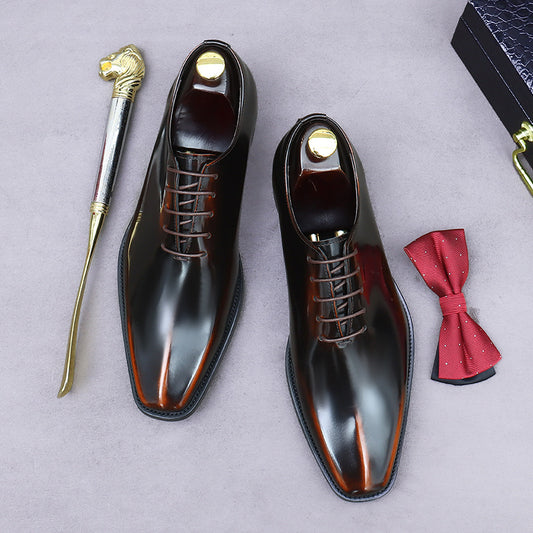 Men's Big Promotion Straight Hair Glossy Business Formal Wear Leather Shoes