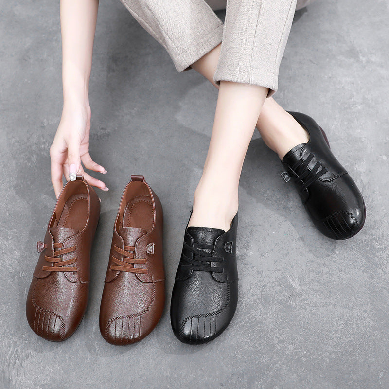 Women's Pumps Spring Soft Bottom Surface Retro Flat First Men's Shoes