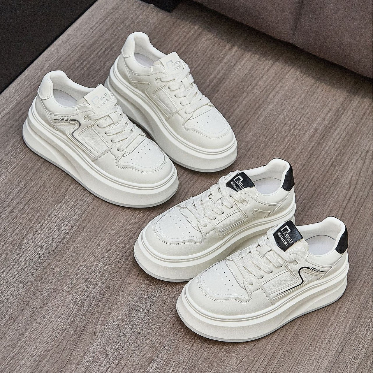 Women's Authentic Platform White Autumn Color Matching Small Height Increasing Women's Sports Shoes