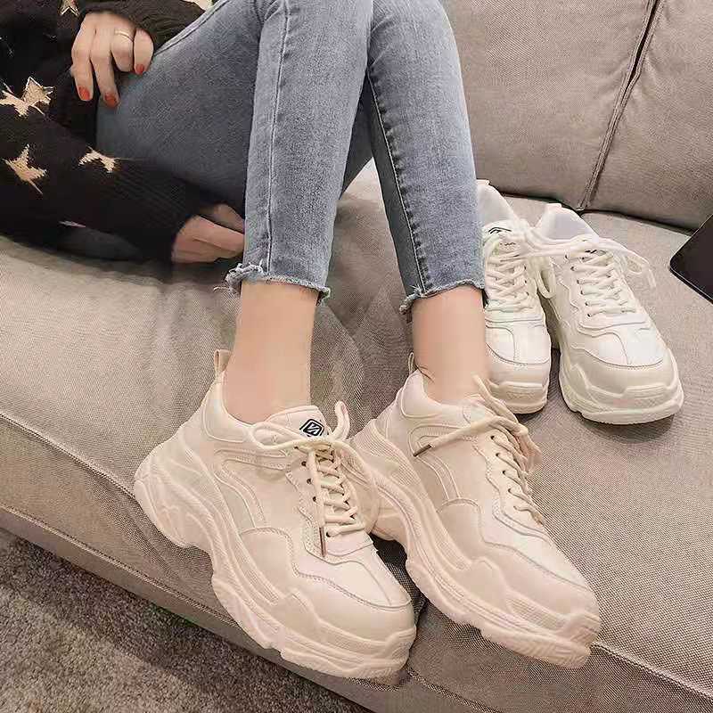 Women's Dad Korean Style Slimming Platform White Casual Shoes