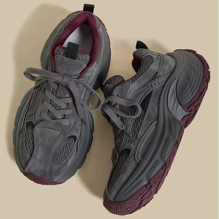 Women's Dad Brown Elevator Fleece-lined Paris Fried Sneakers