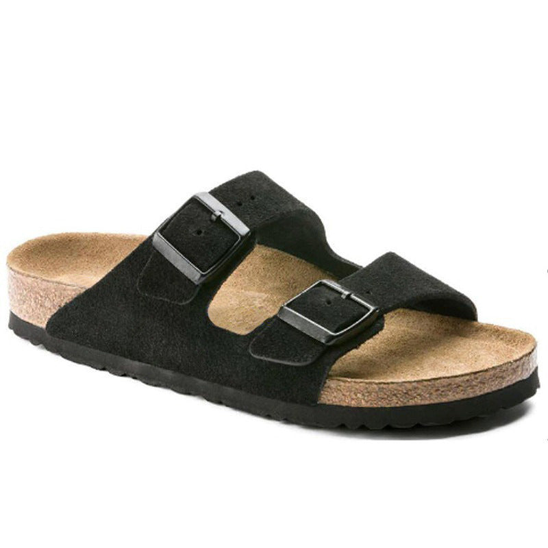 Women's & Men's Full Cowhide Summer Genuine Cork Platform Slippers