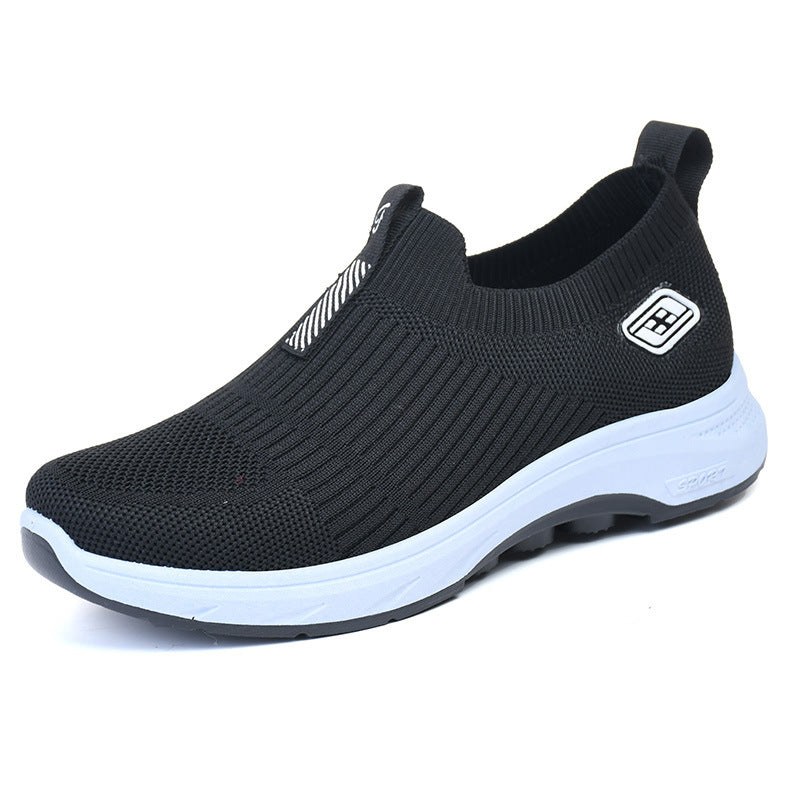 Flying Woven Breathable One Pedal Lazy Mom Casual Shoes