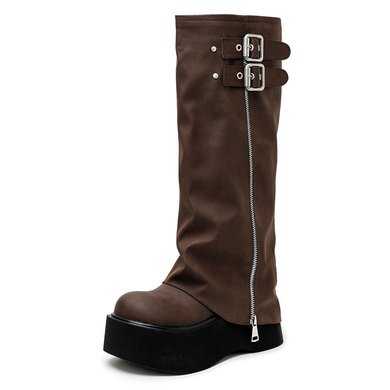 Women's Muffin Knight Thick Bottom Increased Fat Boots