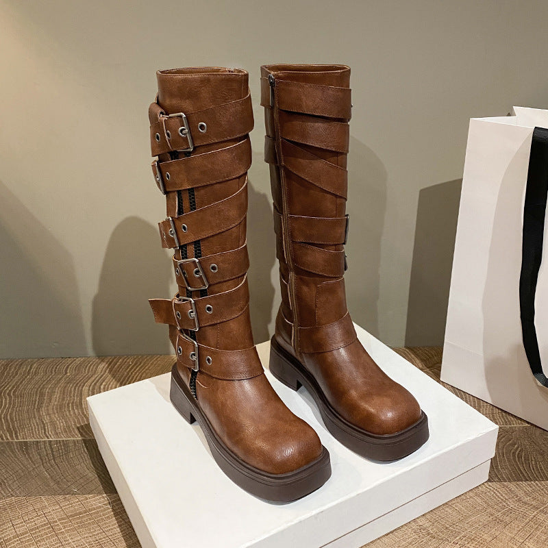 Women's Bottom Below The Knee Fat Round Boots