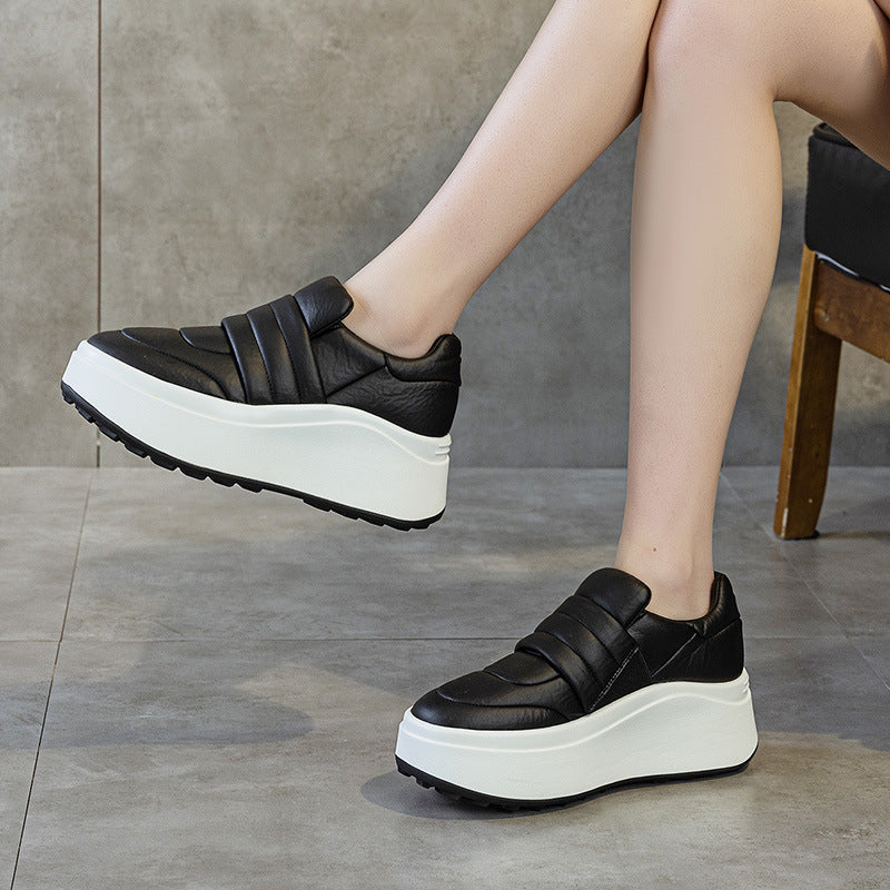 Women's Muffin Small Platform Lightweight Low Top Spring Hidden White Women's Sports Shoes