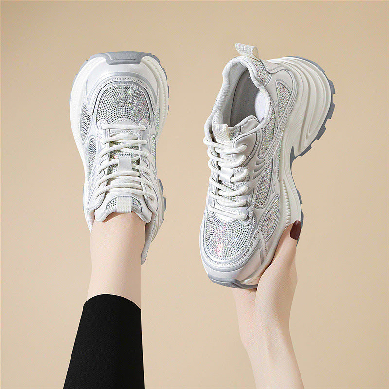 Women's & Men's Authentic Clunky Slimming Platform Lightweight Rhinestone Men's Shoes