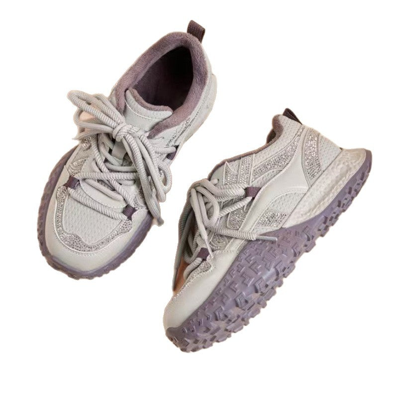Women's Dad Spring Rhinestone Lightweight Platform Height Increasing Skinny Sports Women's Casual Shoes