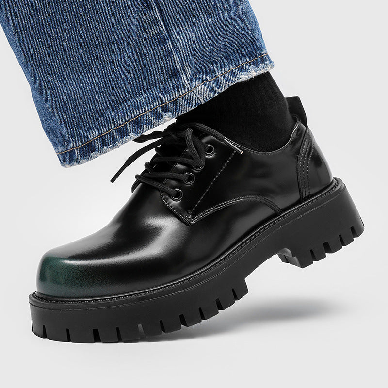 Men's Thick Bottom Increased Business Formal Wear High-grade Big Head Low Men's Casual Leather Shoes