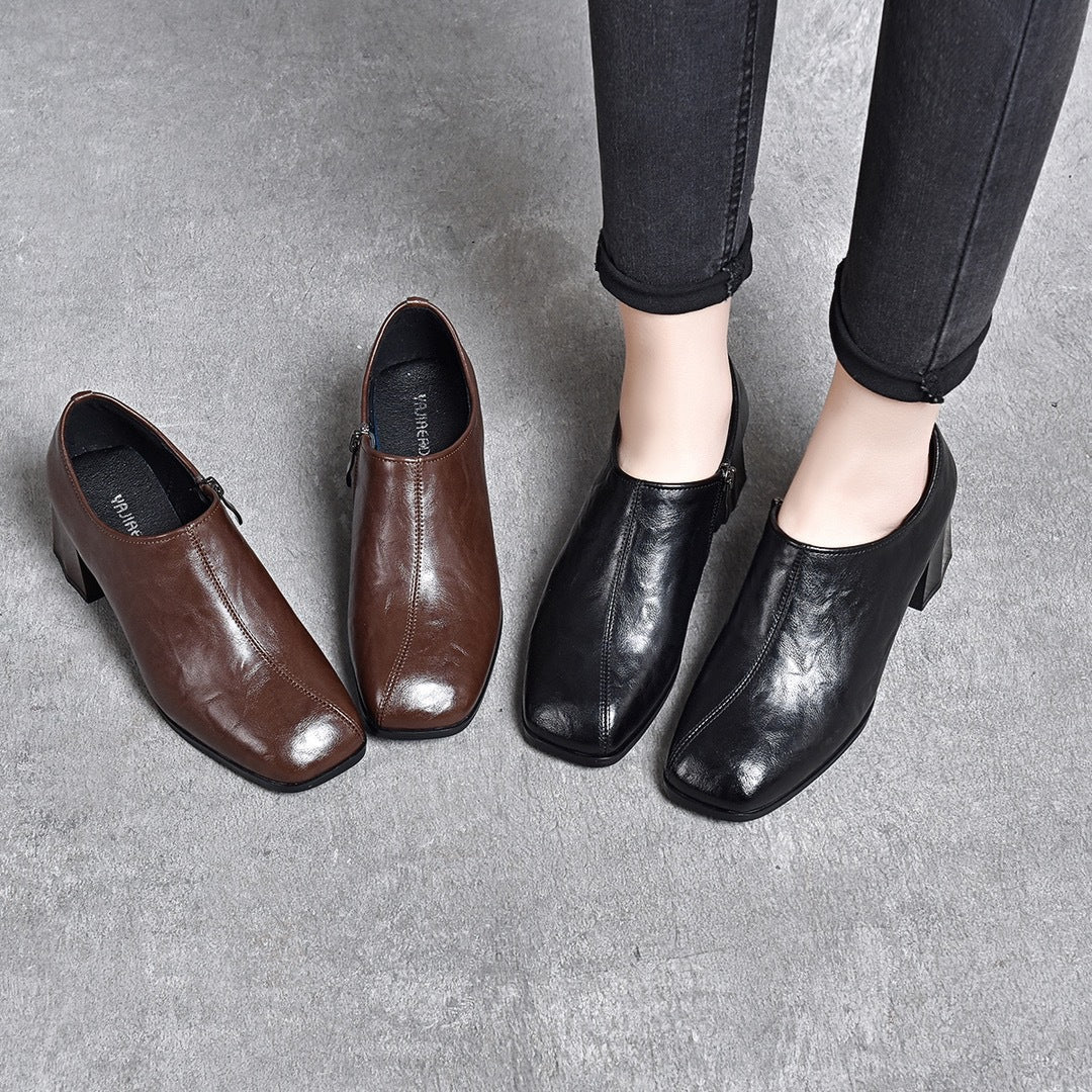 Women's Mid Pumps Spring Square Head Classy Chunky Heels