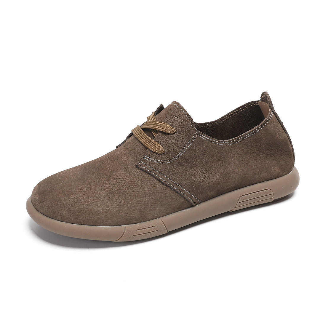 Men's Single Layer British Leisure Top Cowhide Soft Bottom Comfortable Big Leather Shoes