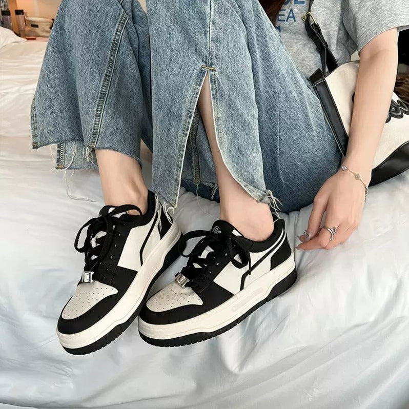 Women's Small Size Height Increasing Insole Platform White Sneakers