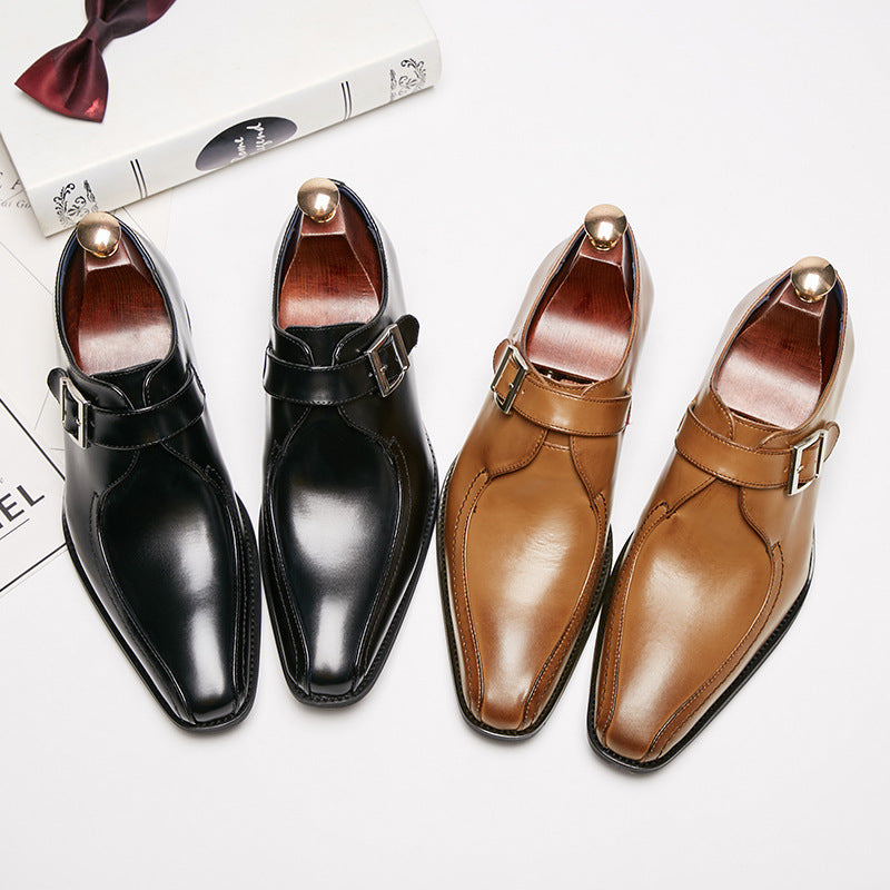 Men's Authentic Formal Wear Buckle Office Wedding Gentleman Men's Business Leather Shoes