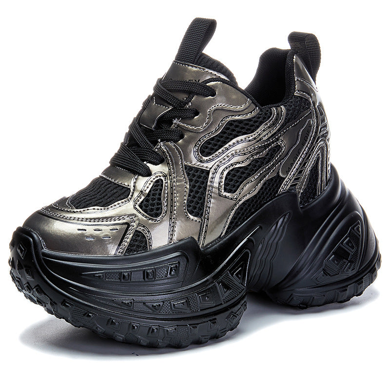 Women's Breathable Clunky Platform Mesh Surface Small Sneakers