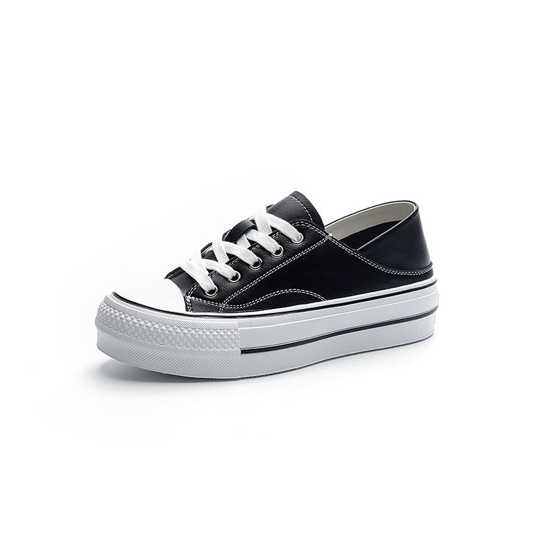 Women's Two-way White Genuine Thick Sole Increased Women's Casual Shoes