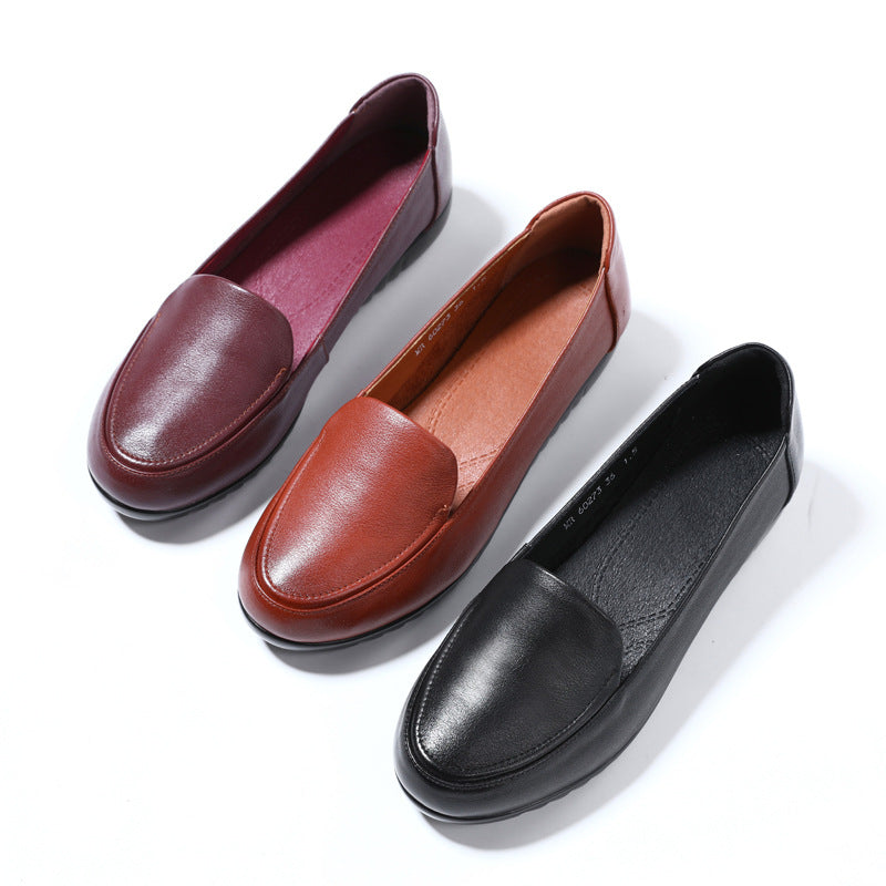 Women's Soft Bottom Elders Grandma Flat Comfort Leather Shoes
