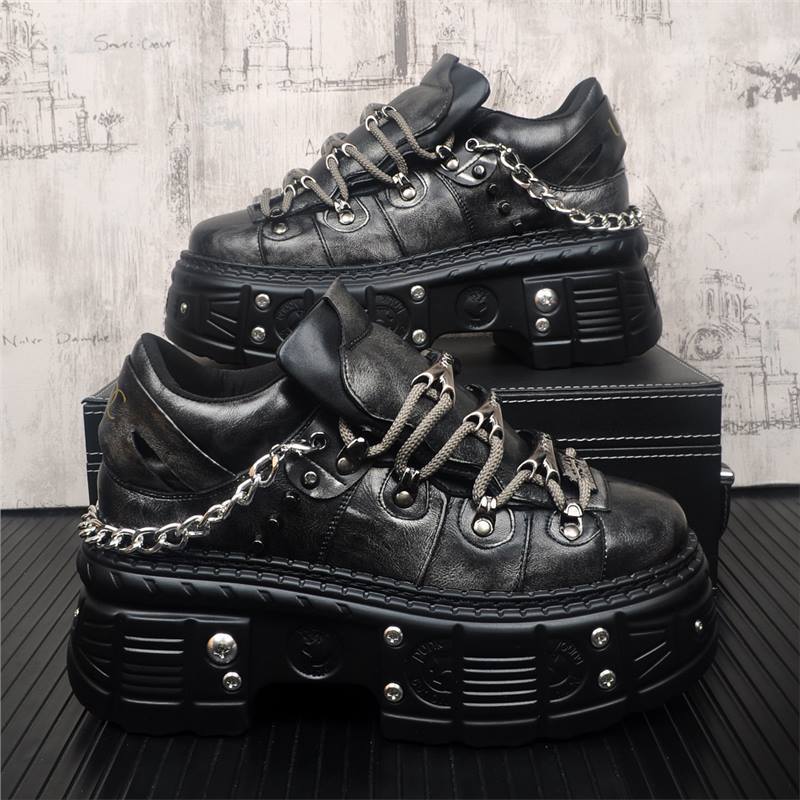 Men's Thick Bottom Fried Street Fashion Metal Hight Men's Shoes