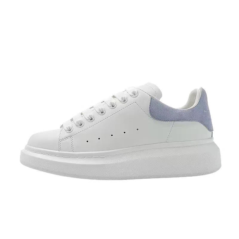 Women's Spring Mcqueen White Platform Height Increasing Leather Shoes