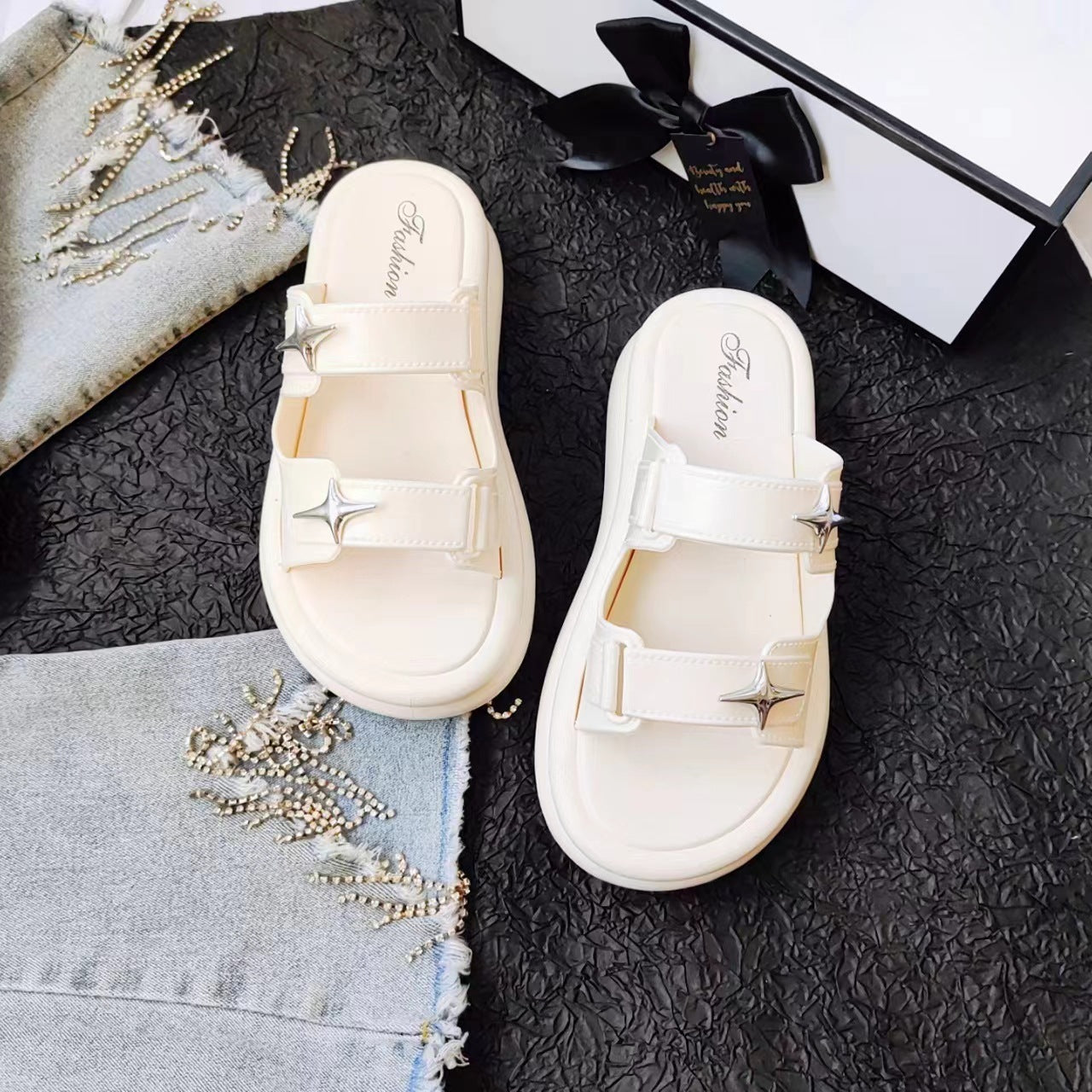 Women's Fashion Cross Star Double Strap Summer Outdoor Sandals