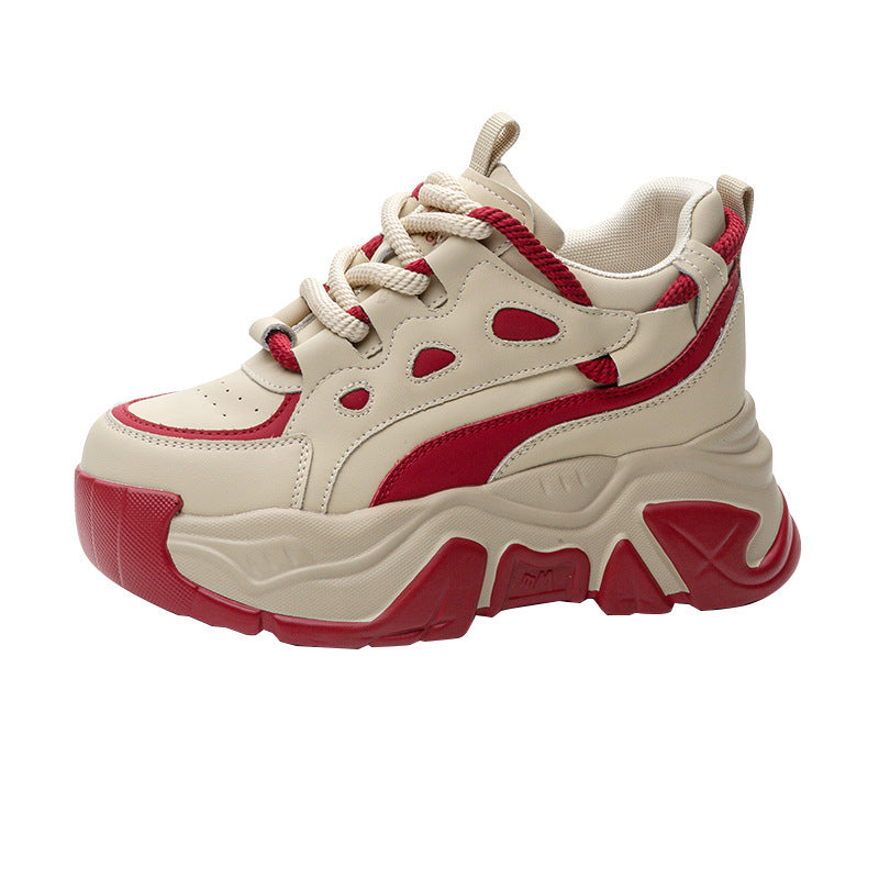 Women's Bottom Heightened Daddy Color Matching Small Fleece-lined Men's Shoes