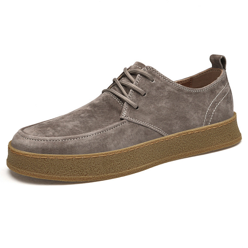 Men's Frosted Surface Handmade Flat Tendon Bottom Muffin Men's Board Shoes