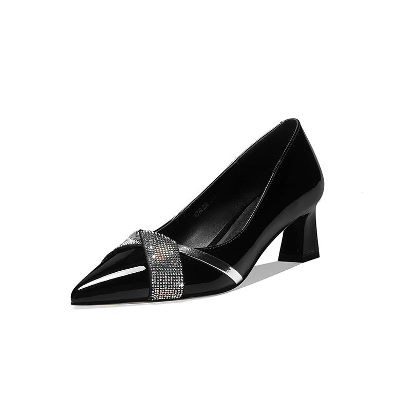 Women's Pointed Temperament High Comfortable Slip-on Cowhide Women's Fashion Shoes