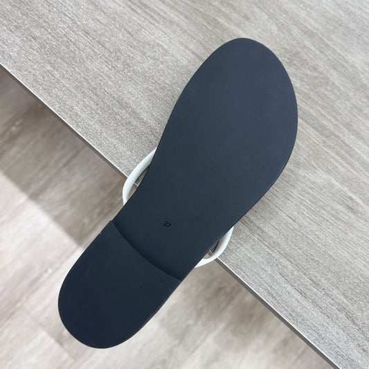 Women's Genuine Flip-flops Summer Flat Simple White Sandals