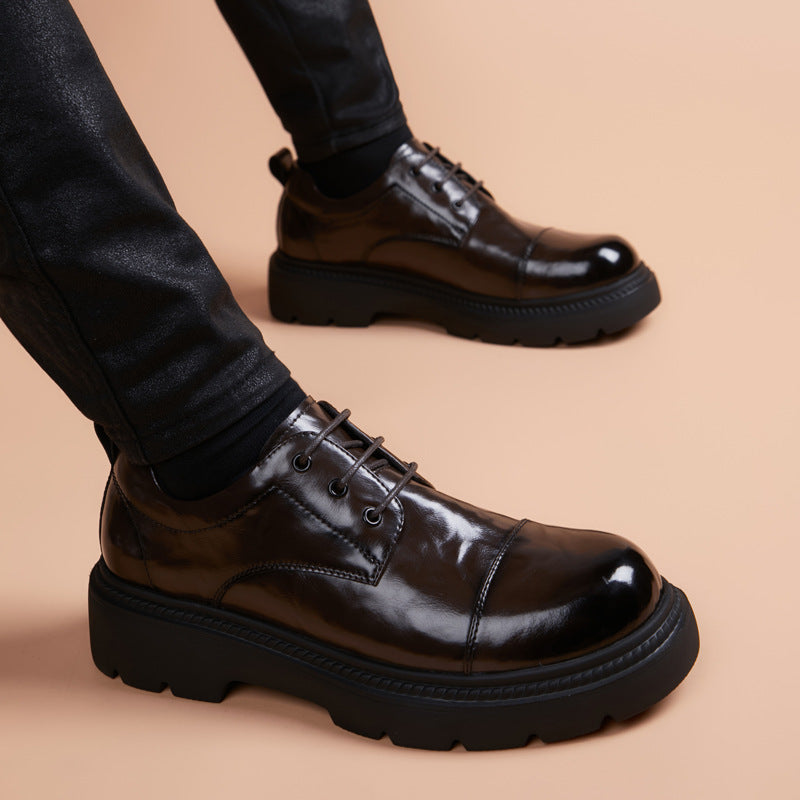 Men's Formal Wear Green British Lace Up Men's Business Leather Shoes