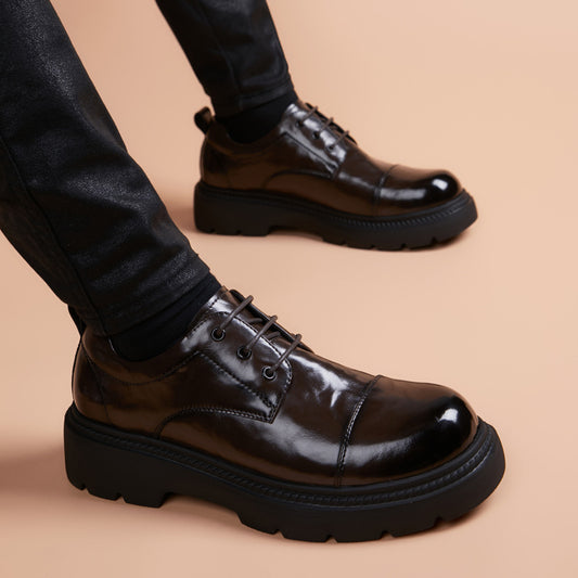Men's Formal Wear Green British Lace Up Men's Business Leather Shoes